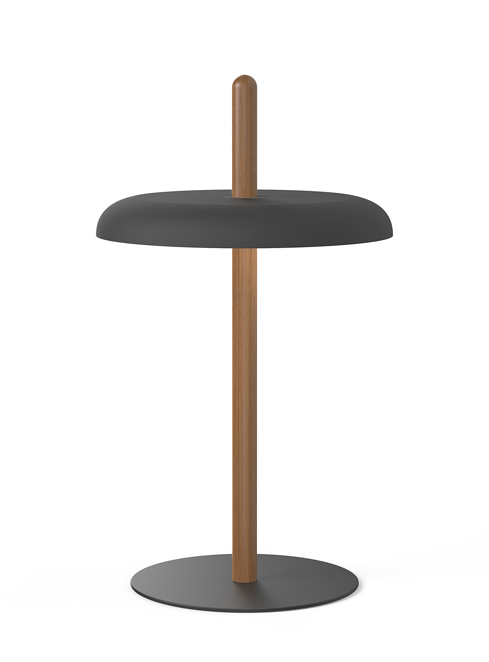 Pablo Designs Nivél Table Lamp With Solid Walnut Pole In Black