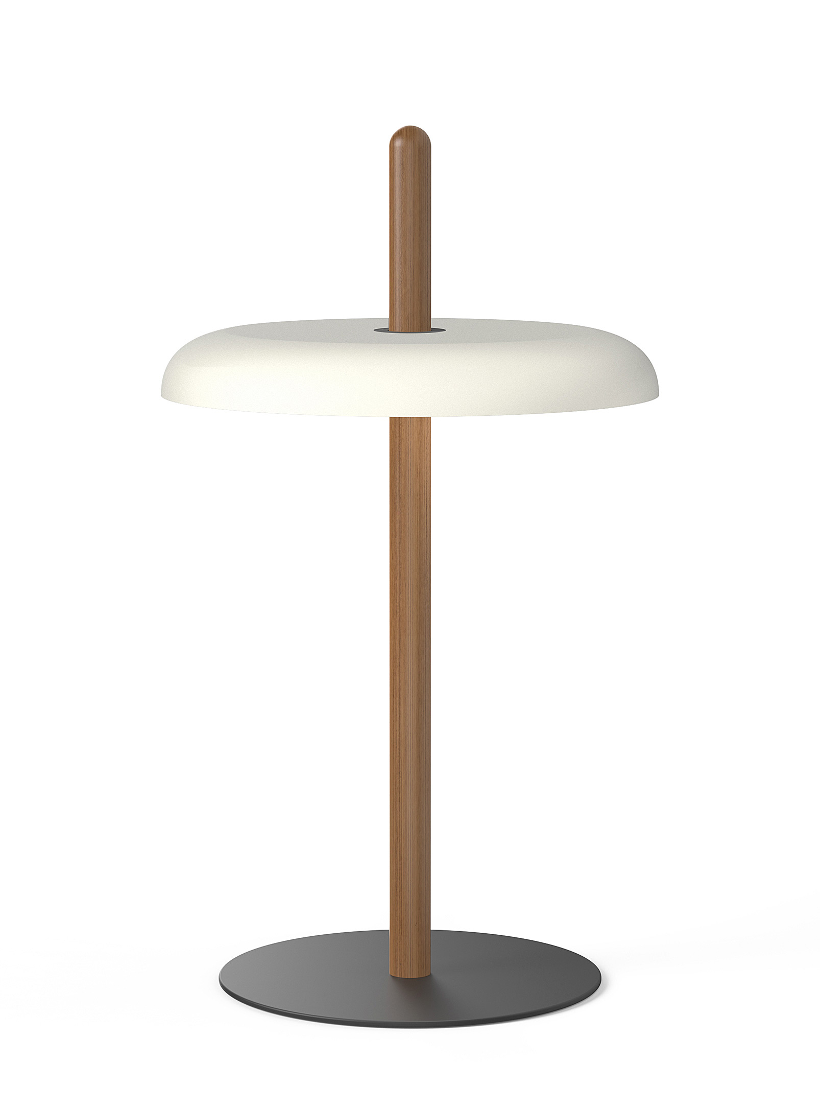 Pablo Designs Nivél Table Lamp With Solid Walnut Pole In White