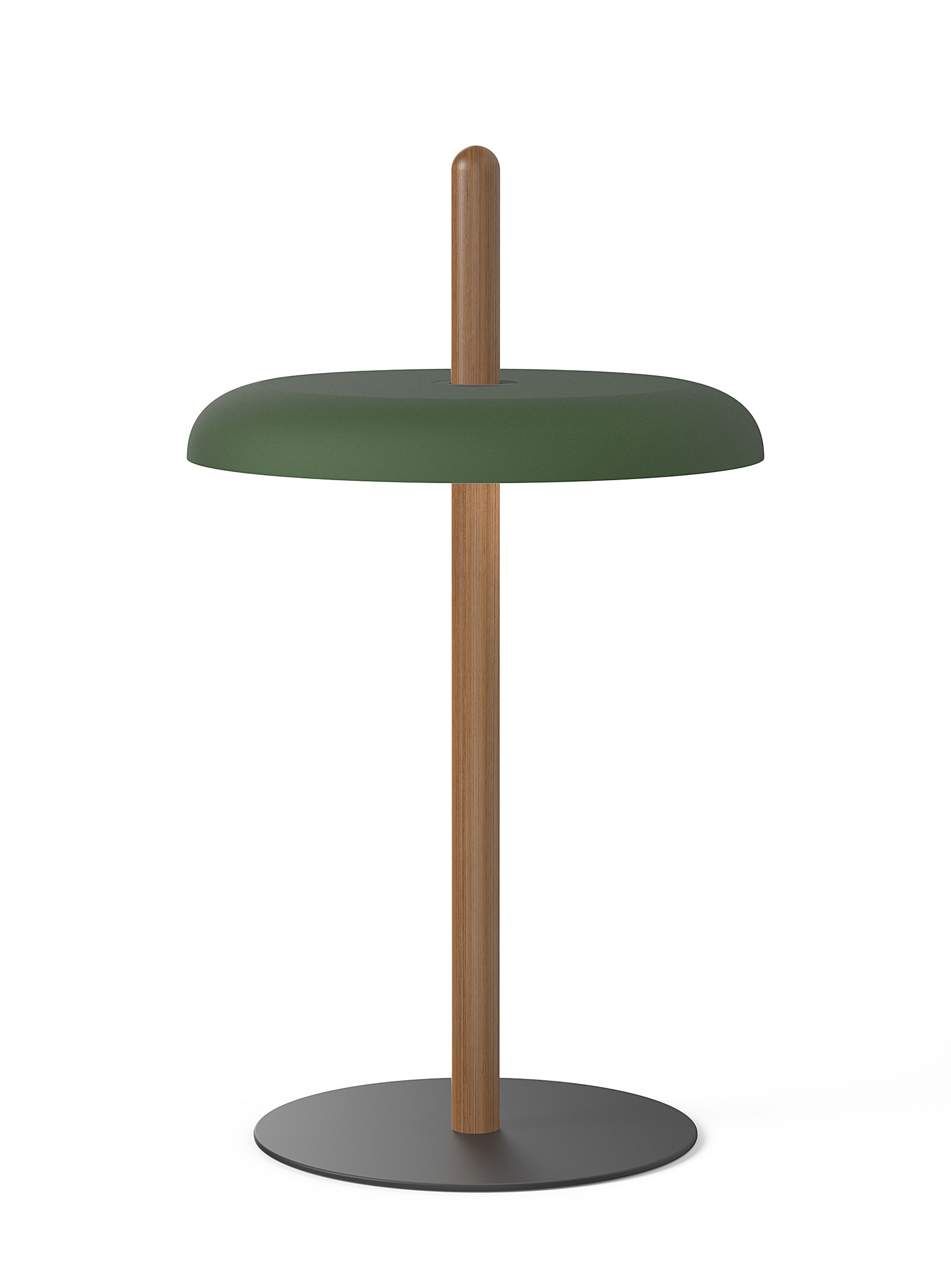 Pablo Designs Nivél Table Lamp With Solid Walnut Pole In Green