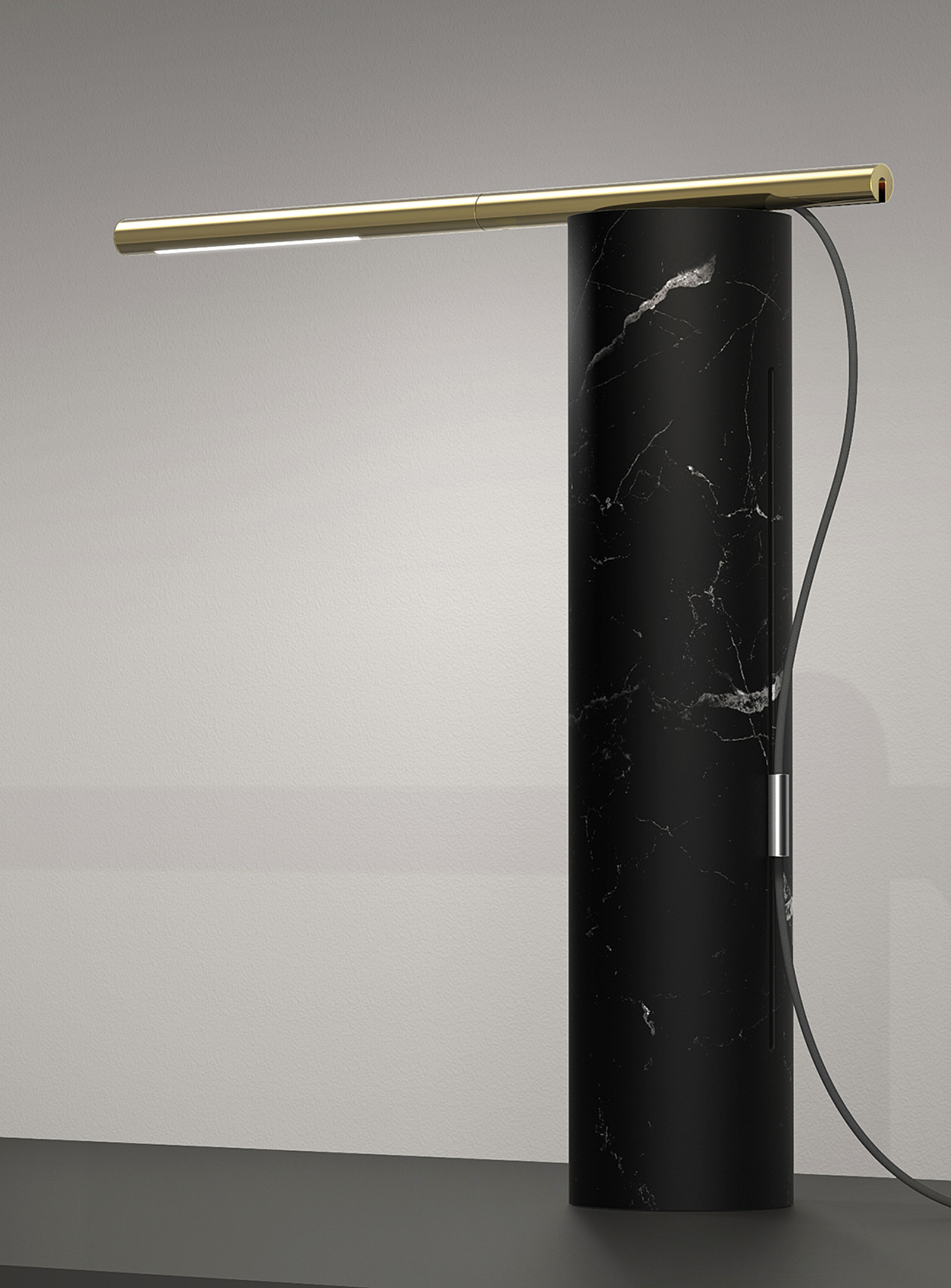 Pablo Designs T.o Marble And Aluminum Table Lamp In Black