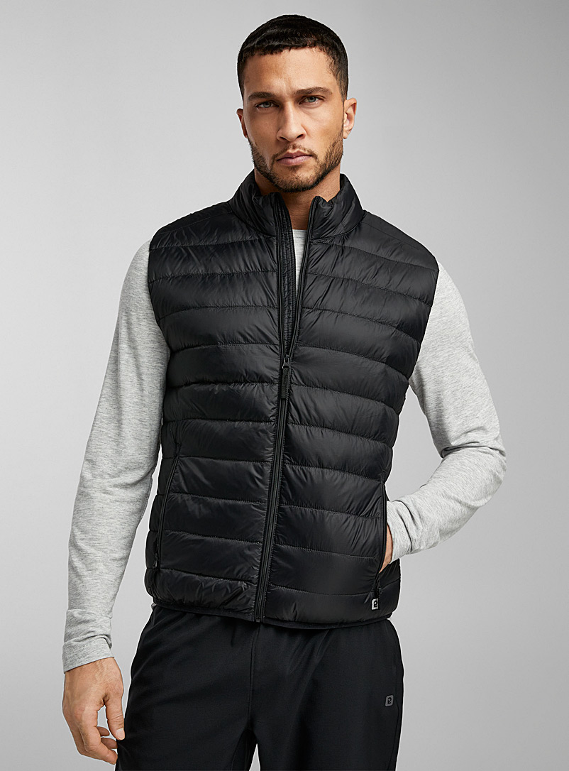 I.FIV5 Black Recycled nylon packable sleeveless puffer vest for men