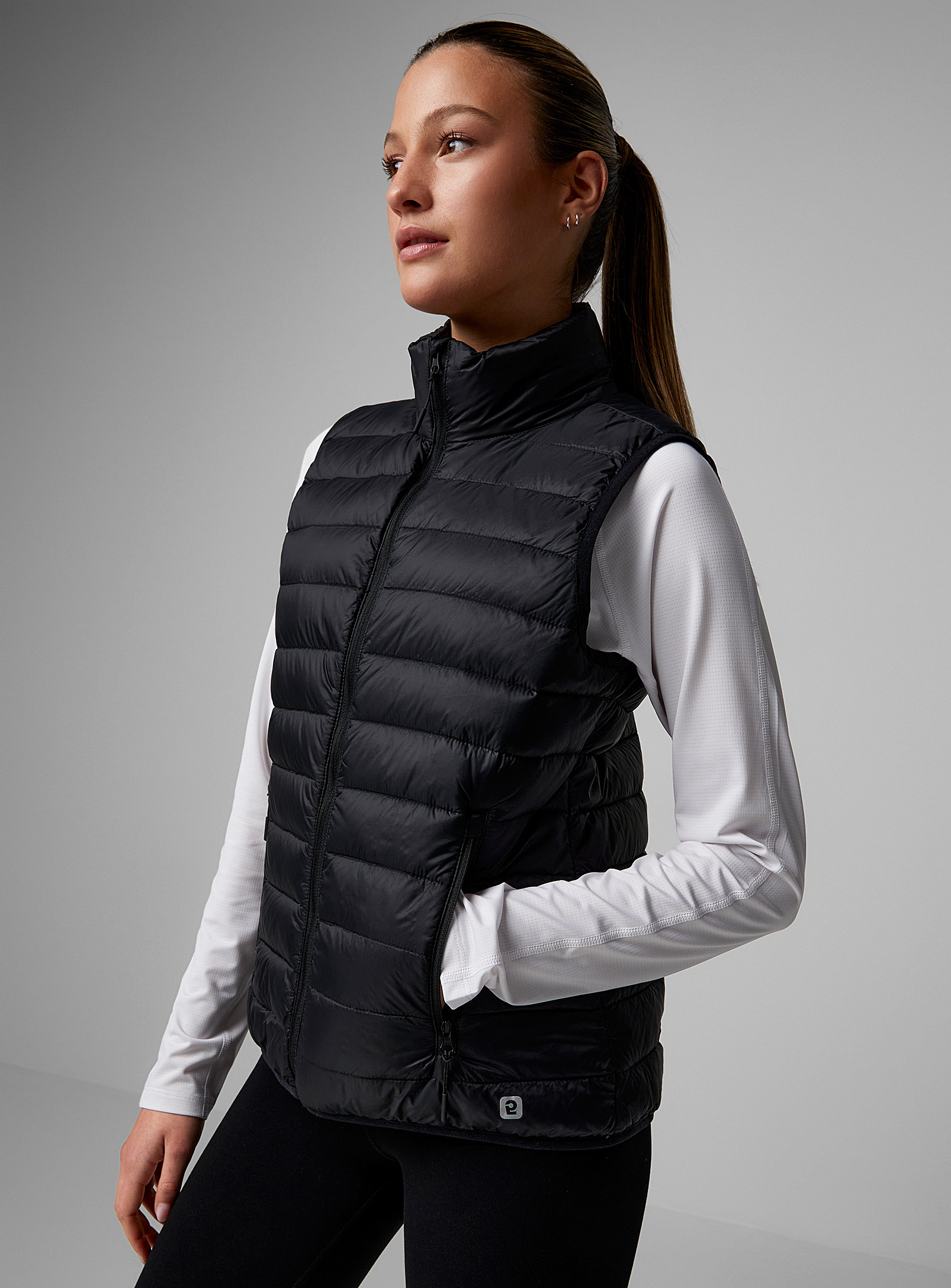 I.fiv5 Recycled Nylon Packable Sleeveless Puffer Vest In Black