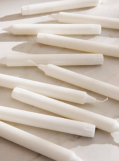 Les chandelles allong&eacute;es blanches Ensemble de 10