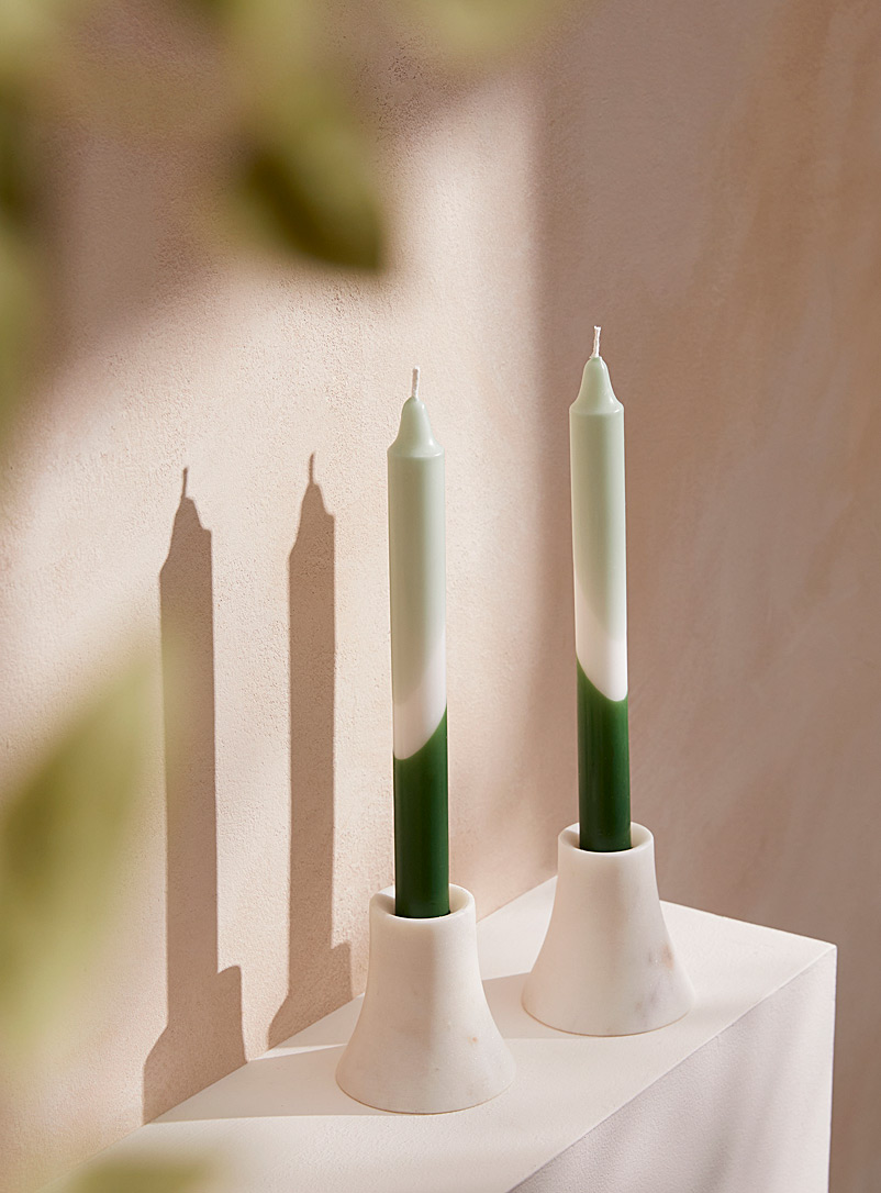 Simons Maison Green Three-tone long candles Set of 2