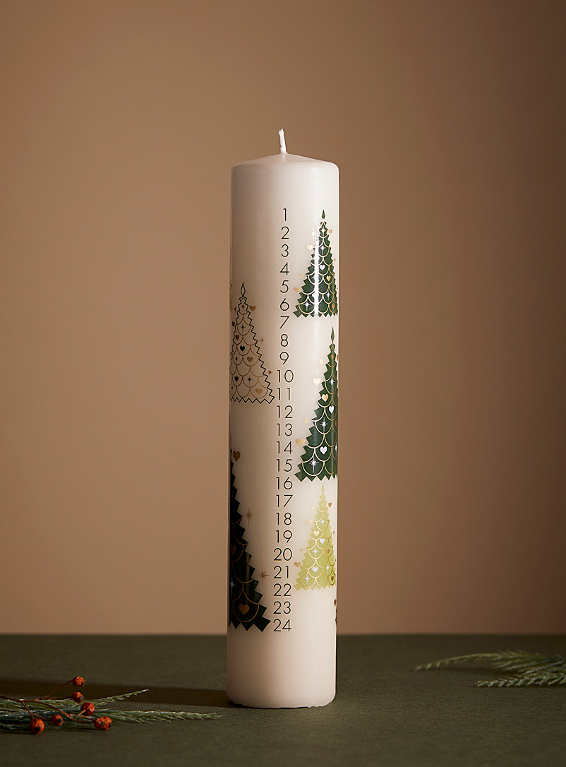 Simons Maison Patterned White Christmas trees advent candle