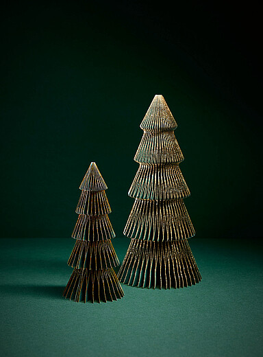 Les sapins en papier 3D vert et or Ensemble de 2 <b>Collection de No&euml;l</b>