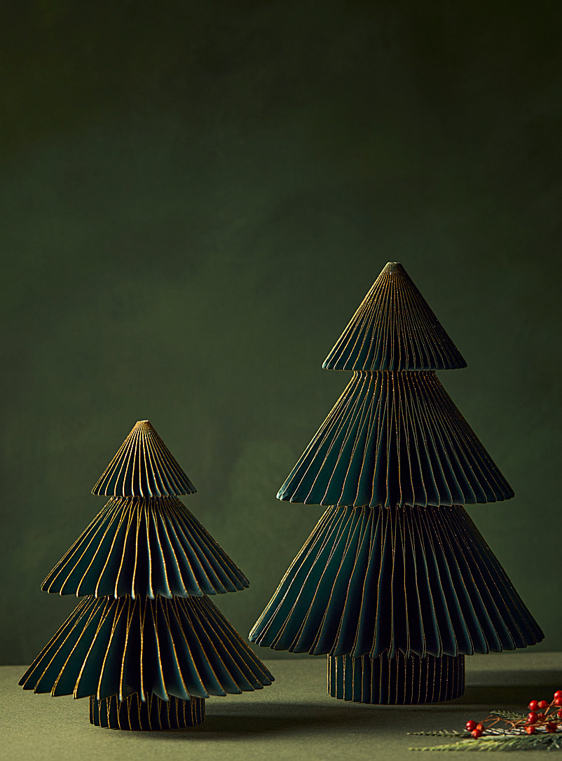 Simons Maison: Les sapins en papier 3D vert et or Ensemble de 2 Vert
