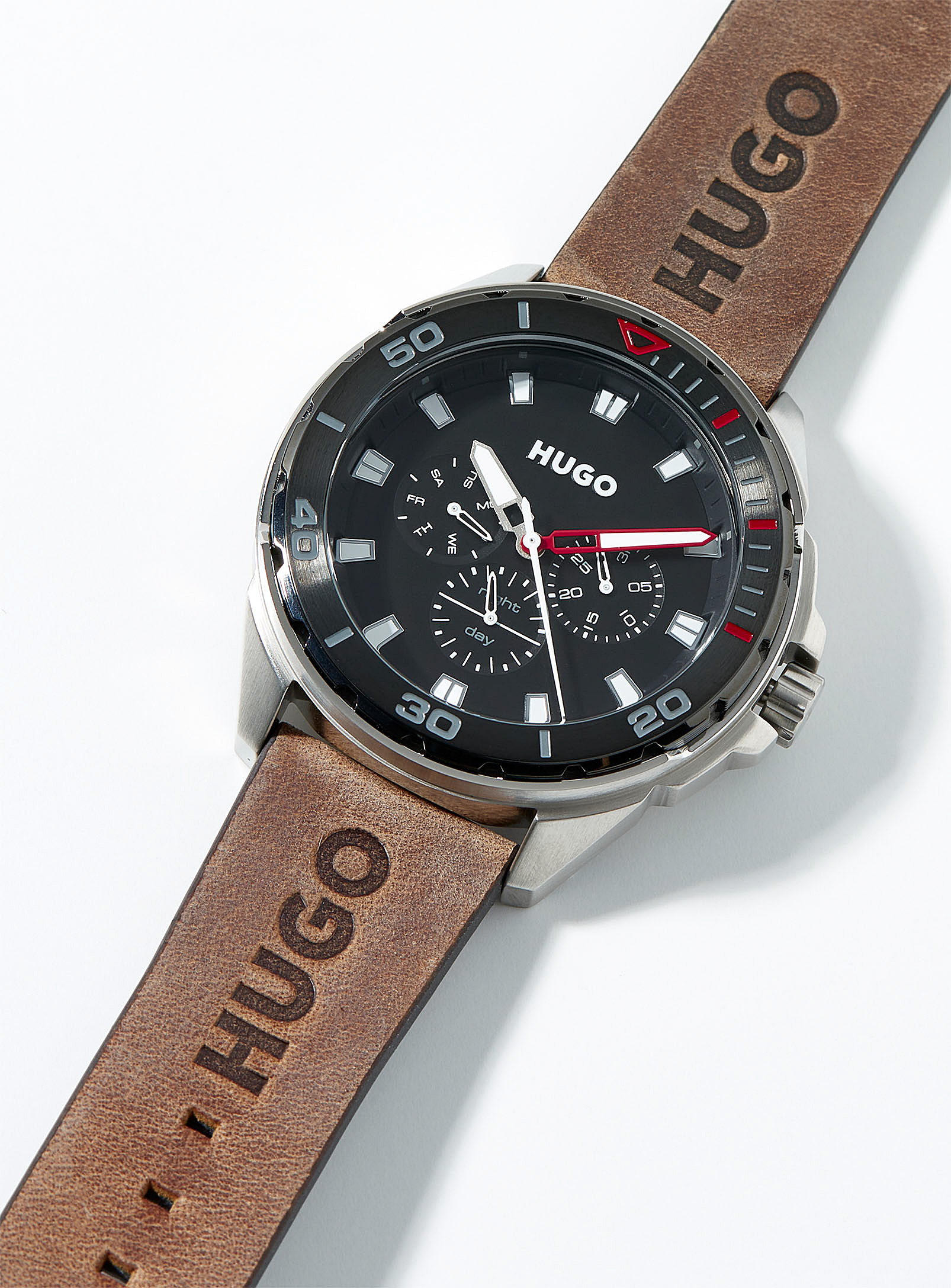 Hugo Fresh Suede Band Watch In Brown