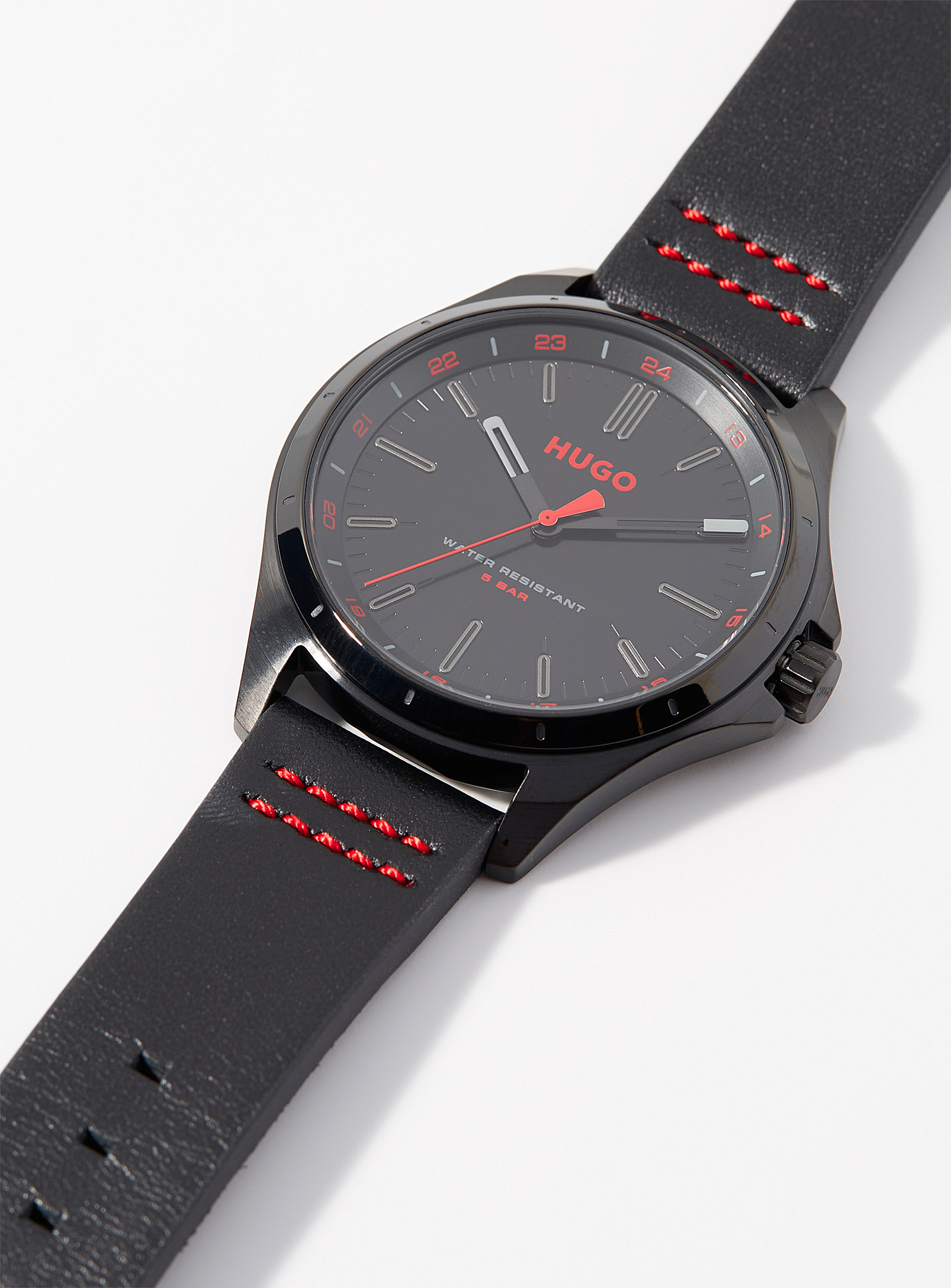 Hugo Complete Red-accent Watch In Black