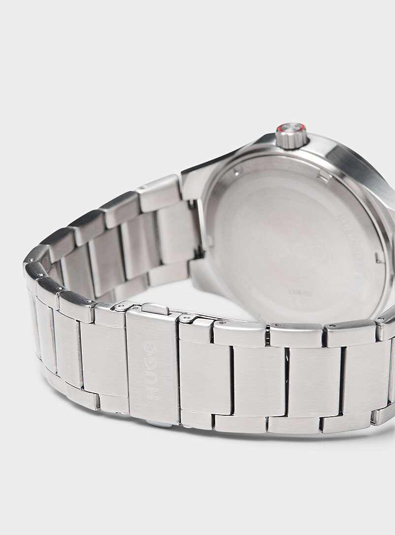 Black dial silvery watch product image 2
