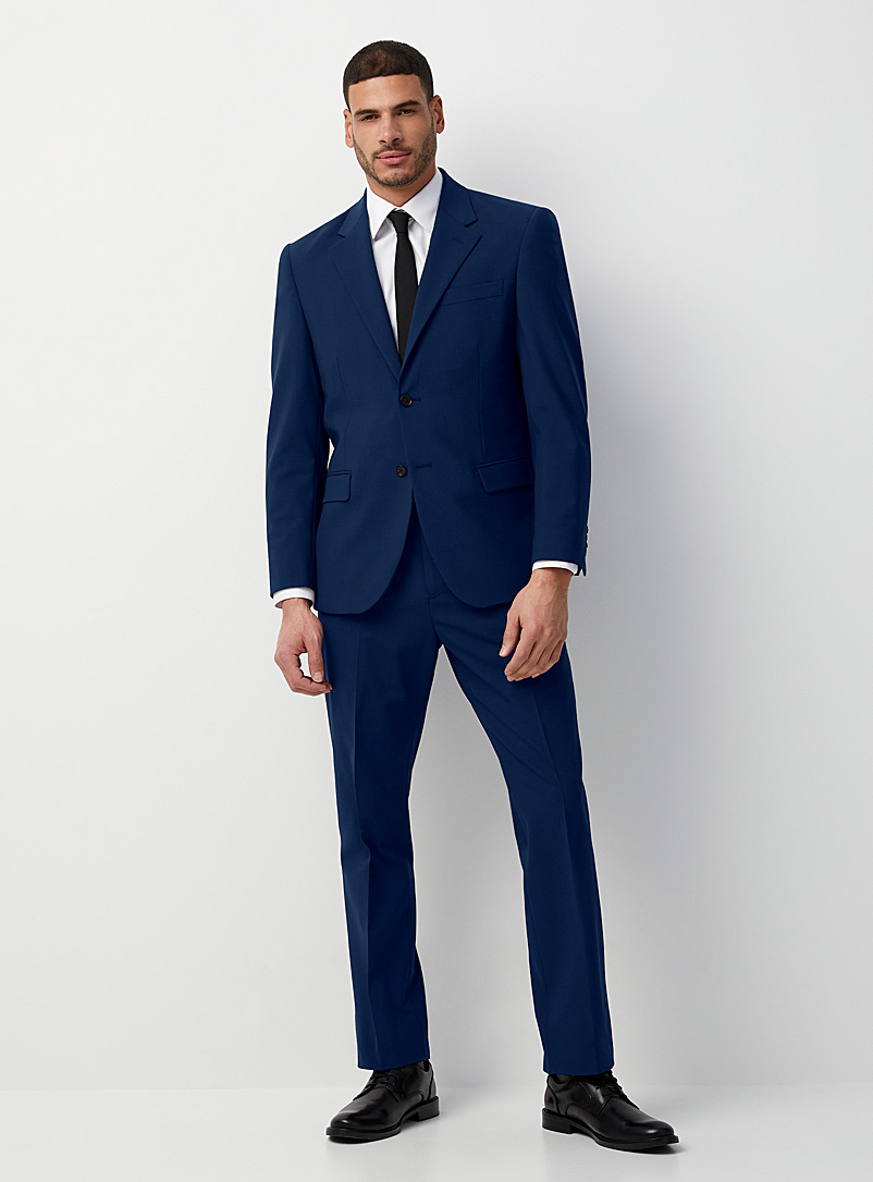 Le 31 Indigo/Dark Blue Chambray-like stretch suit Berlin fit - Regular for men