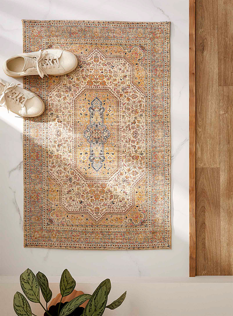 Simons Maison: Le tapis persan palette chaleureuse 60 x 90 cm Jaune à motifs