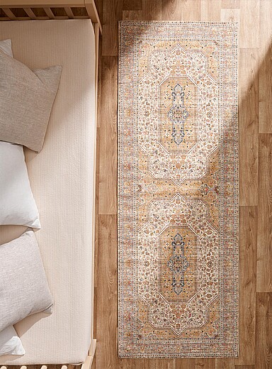 Warm palette Persian-style hallway rug 75 x 215 cm
