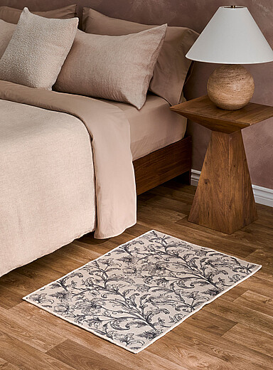 Simons Maison Patterned Grey Charcoal flowers woven rug 60 x 90 cm