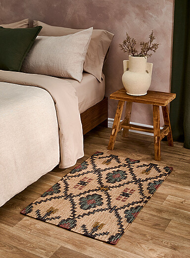 Simons Maison: Le tapis kilim losanges et fleurs 60 x 90 cm Assorti