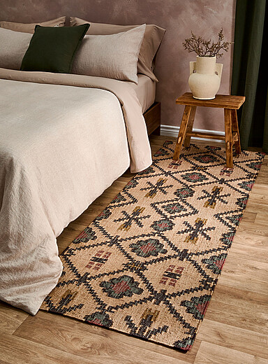 Diamonds and flowers kilim hallway rug 75 x 215 cm