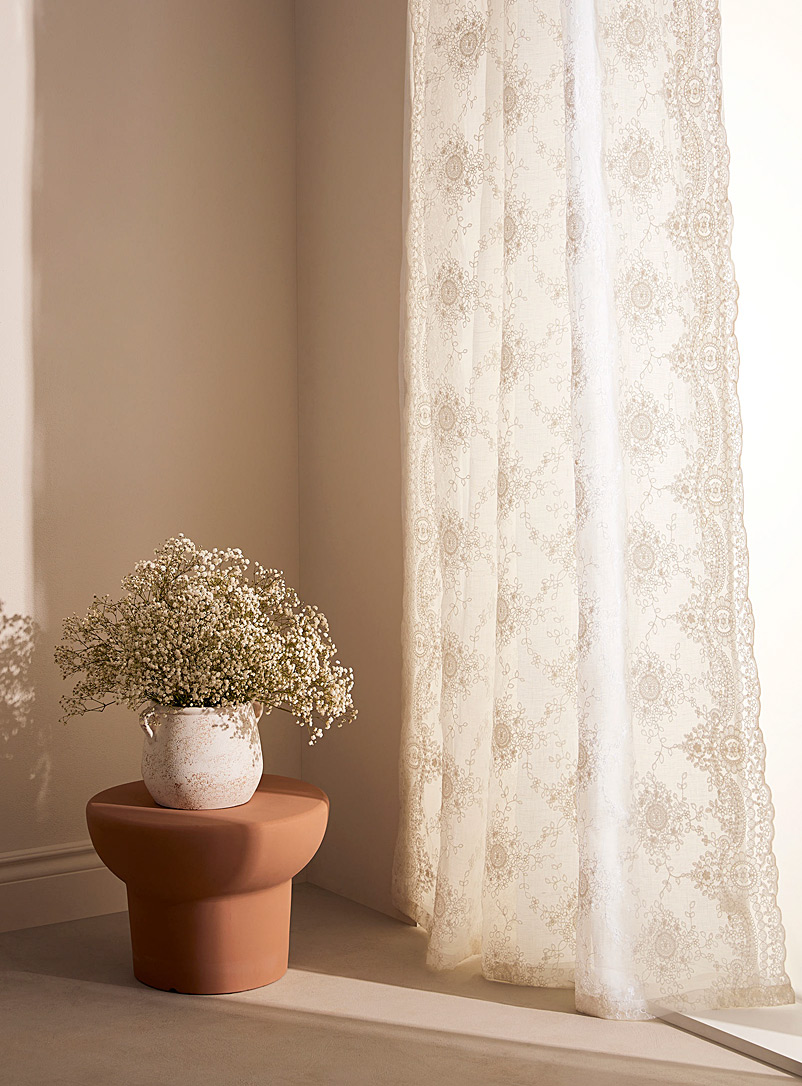 Floral embroidery pure linen lace curtain Single panel 135 x 250 cm, Simons Maison