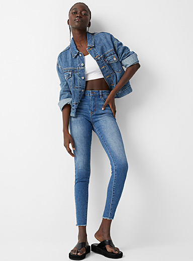 Twik Sapphire Blue Frayed hem high-rise skinny jean for women