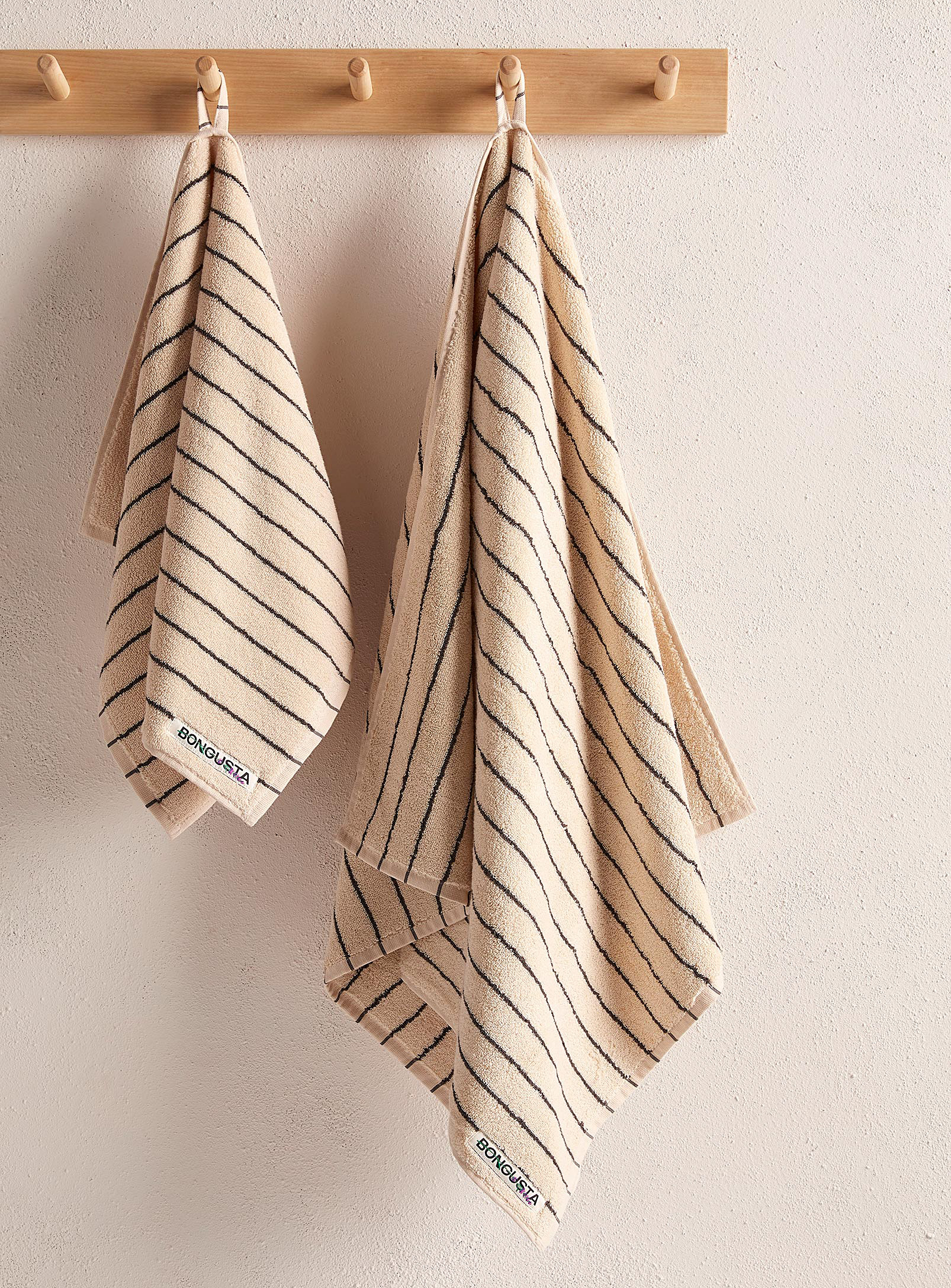 Bongusta Naram Striped Towels In Patterned Ecru