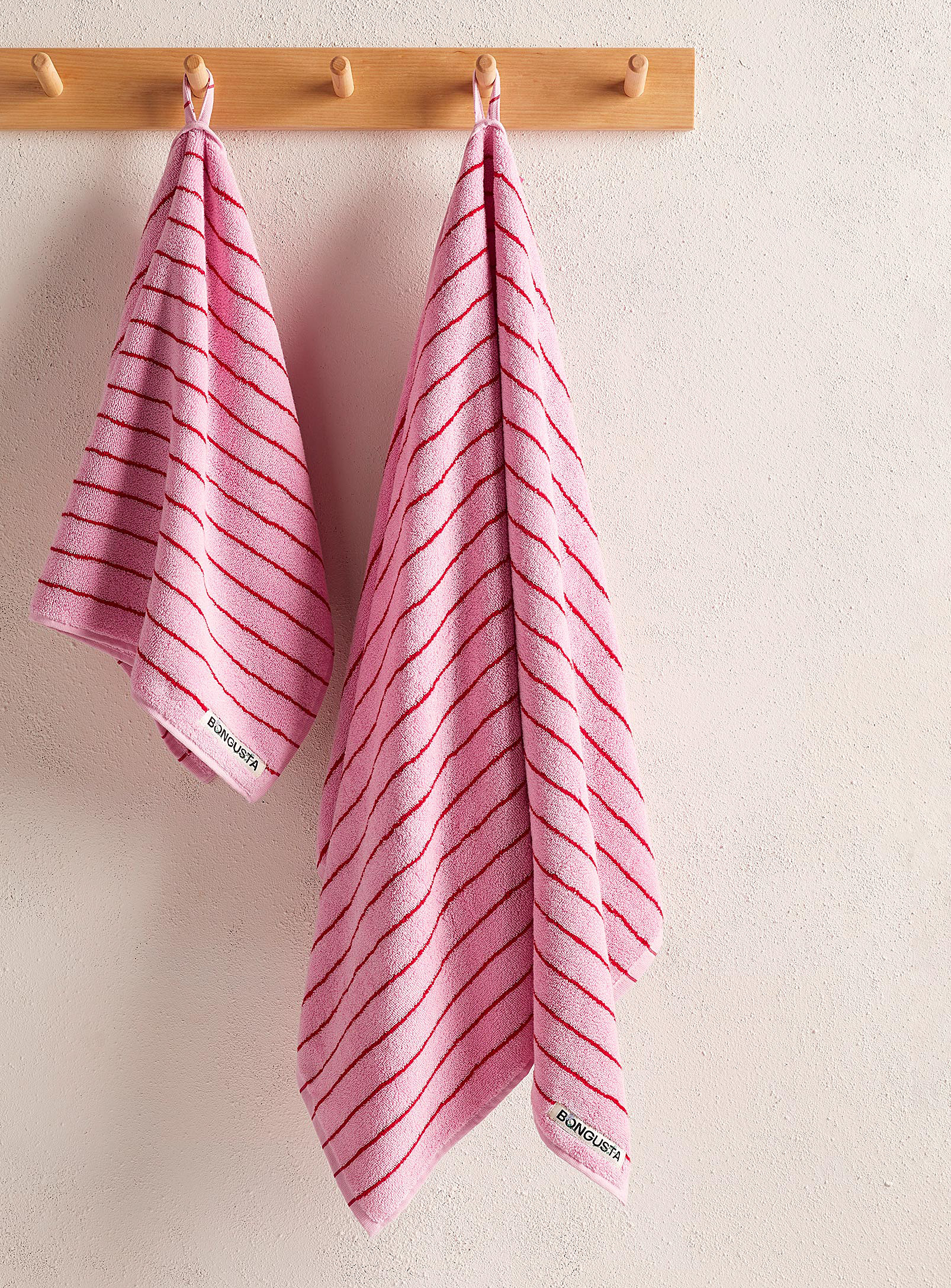 Bongusta Naram Striped Towels In Pink