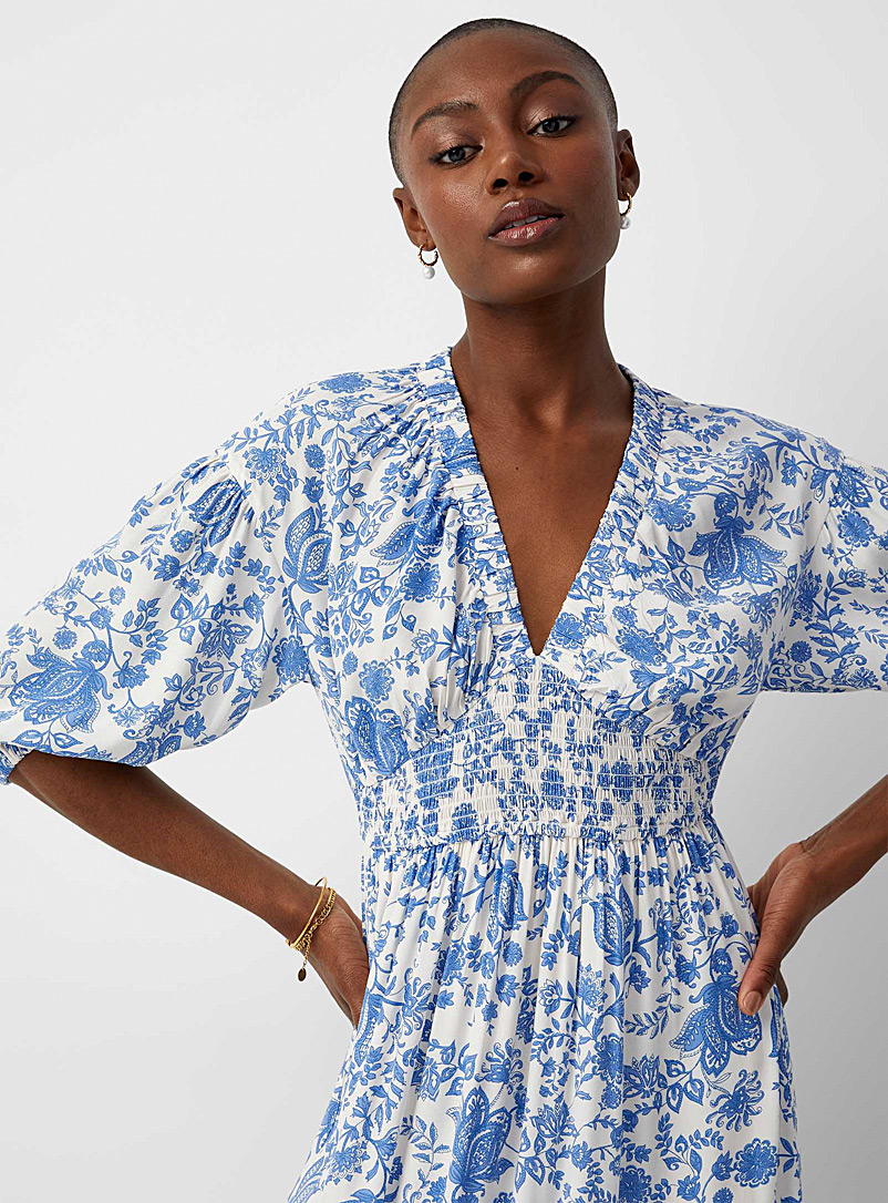 Contemporaine Patterned Blue Porcelain print maxi dress for women