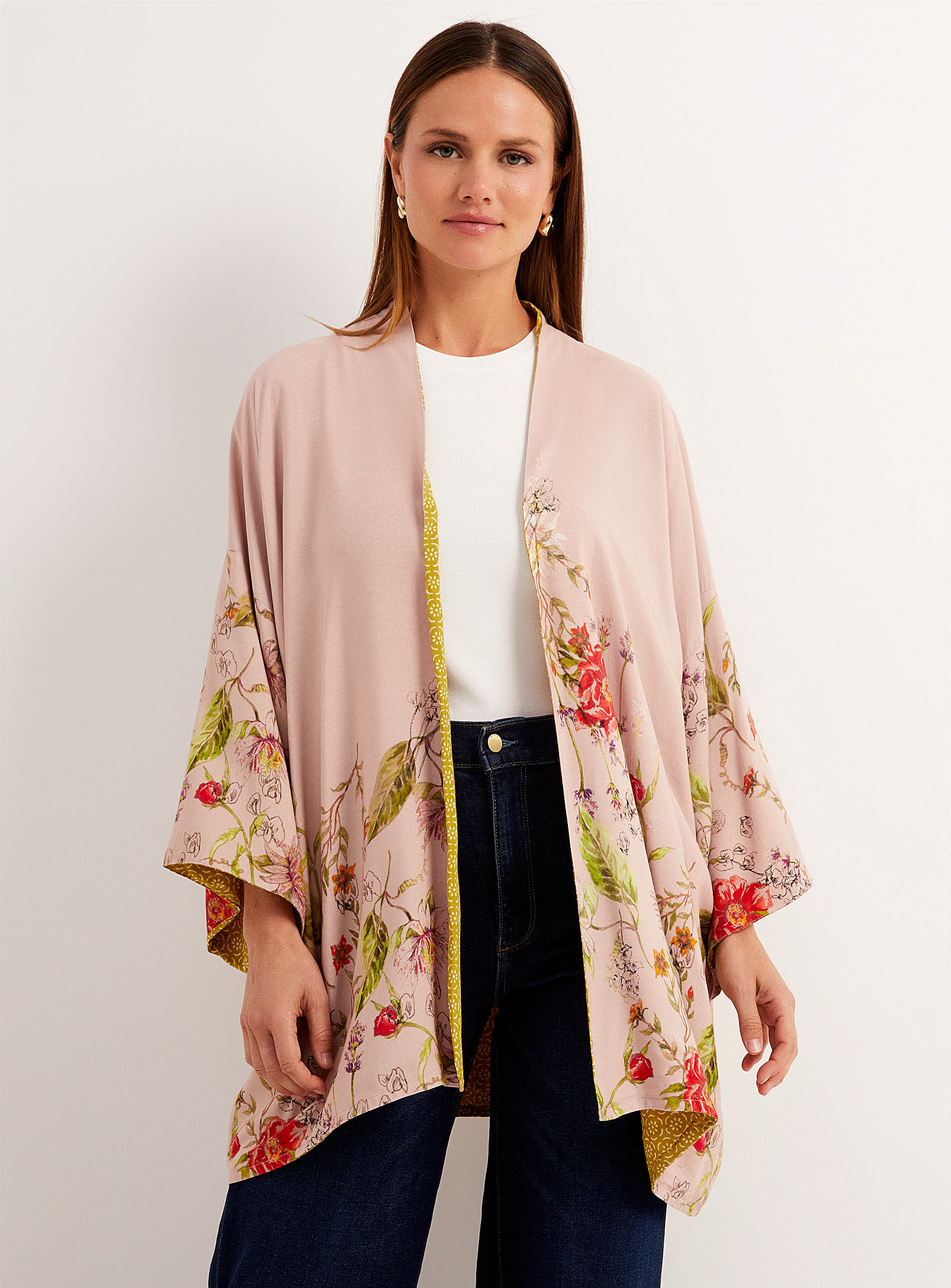 Contemporaine Bohemian Print Reversible Kimono In Pattern