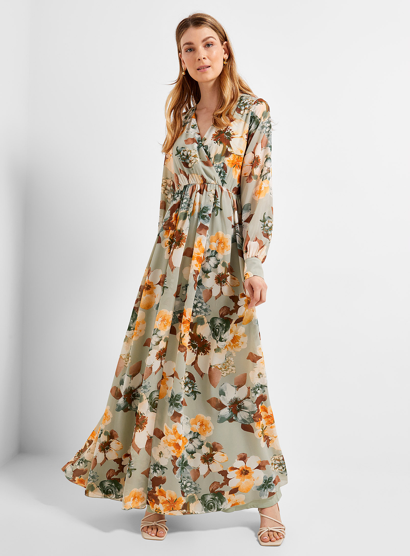 Contemporaine Sage Garden Long Dress In Teal