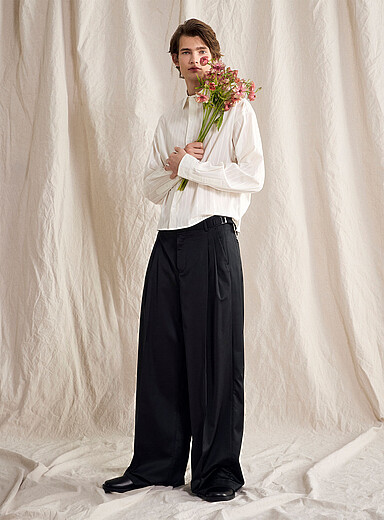 Le pantalon ample satin&eacute; Tissu en m&eacute;lange de laine sign&eacute; Altinyildiz <b>Capsule Le 31 Studio</b>