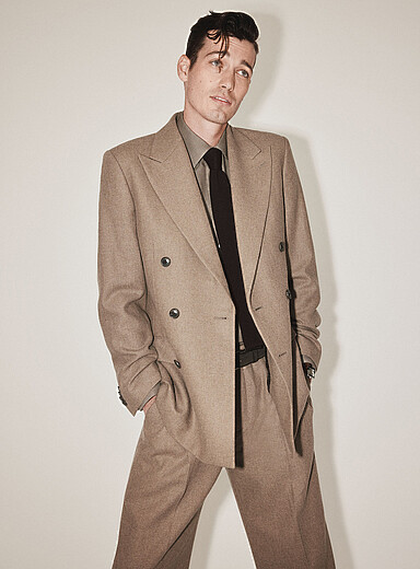 Le 31: Le veston double boutonnage &eacute;pur&eacute; <b>Coupe Edinburgh - Relaxe</b> Taupe pour homme