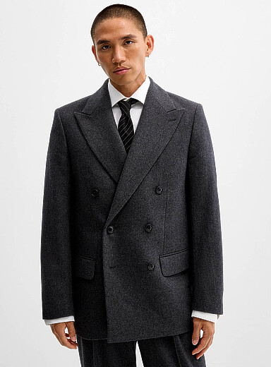 Le 31: Le veston double boutonnage &eacute;pur&eacute; <b>Coupe Edinburgh - Relaxe</b> Charbon pour homme