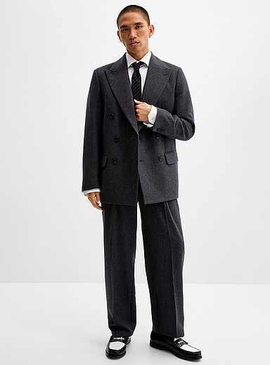 Blended wool minimalist pant <b>Edinburgh Fit - Relaxed with pleats</b>