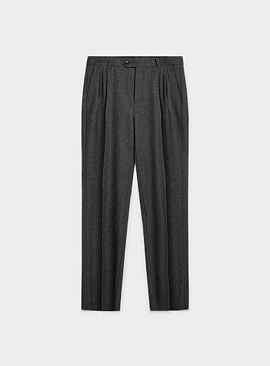 Le pantalon &eacute;pur&eacute; laine m&eacute;lang&eacute;e <b>Coupe Edinburgh - Relaxe &agrave; plis</b>