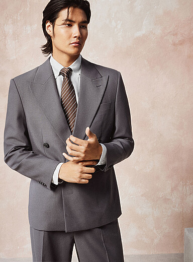 Le 31: Le veston double boutonnage gris cendr&eacute; <b>Coupe Antwerp - Relaxe</b> Gris pour homme