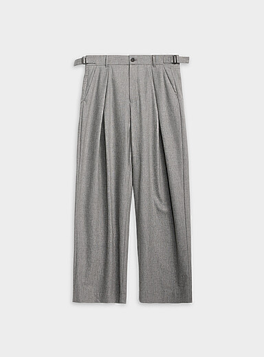 Le 31: Le pantalon plis plats crois&eacute;s Coupe ample <b>Capsule Le 31 Studio</b> Gris clair pour homme