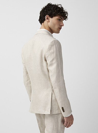 Mini-chevron pure linen jacket <b>Stockholm fit - Slim</b>
