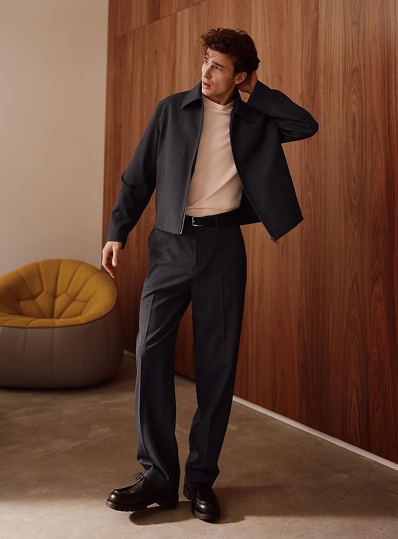 Graphite twill pant Wool-blend fabric by Altinyildiz Paris fit - Relaxed high rise product image (primary)