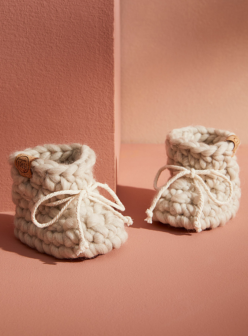 Les Petits Tousi Cream Beige Cozy crocheted socks Kids