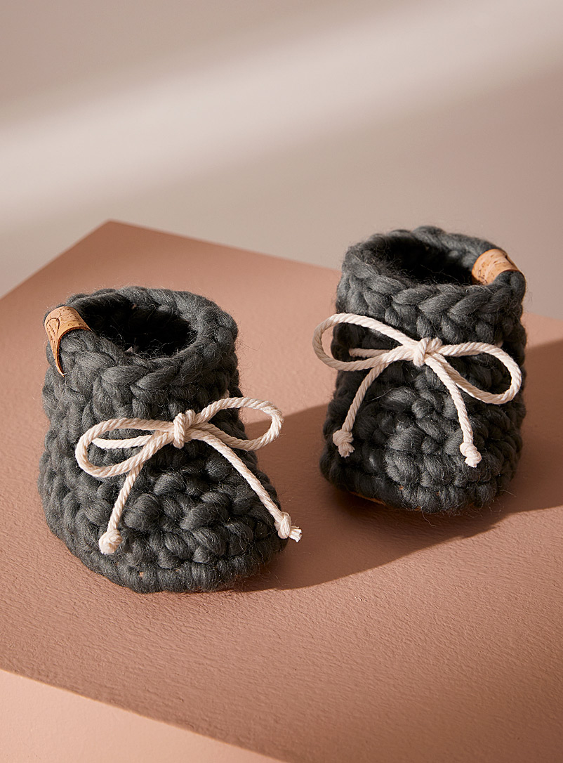 Les Petits Tousi Dark green Cozy crocheted socks Kids