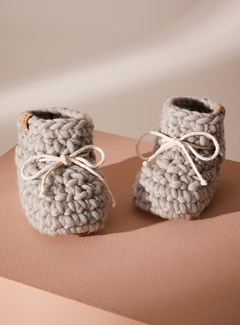 Les Petits Tousi Light Grey Cozy crocheted socks Kids