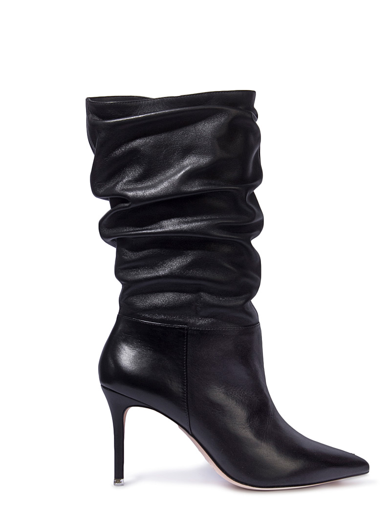 Black Suede Studio Black Geni leather draped boots Women for error