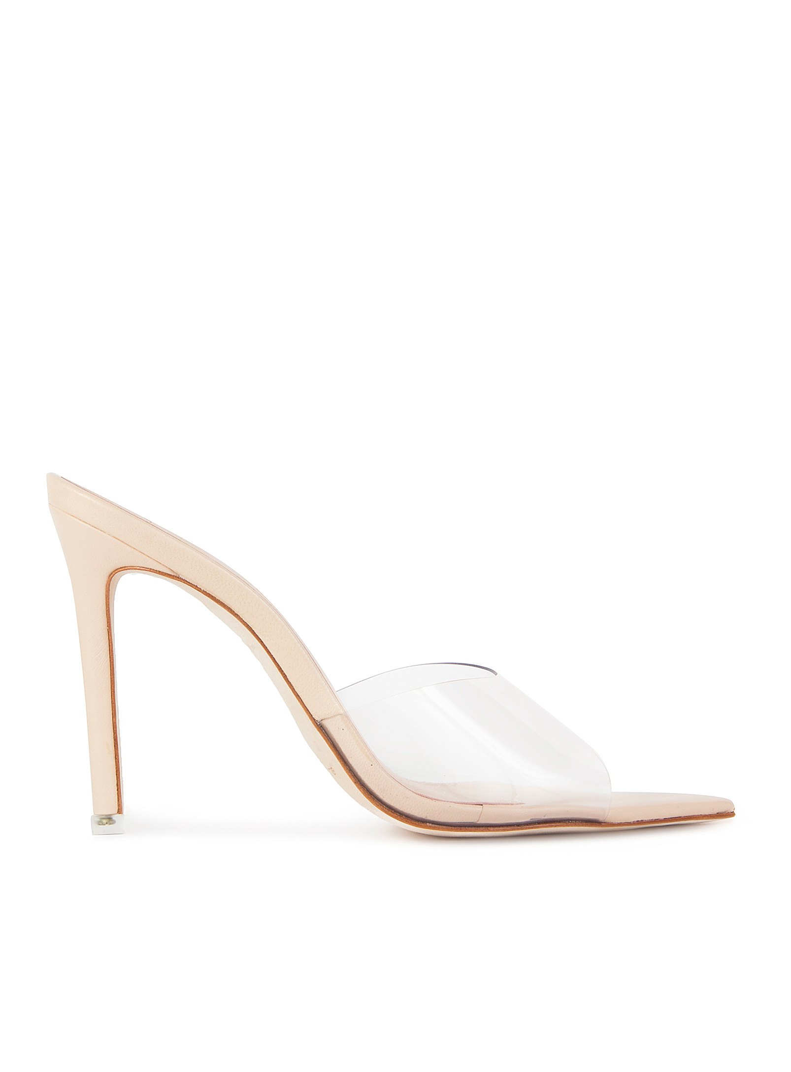 Black Suede Studio Bella Clear Mule Sandals Women In Cream Beige
