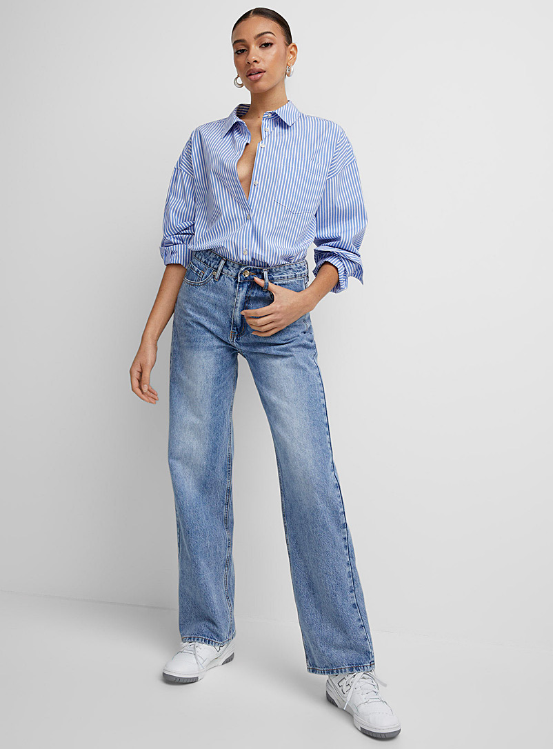 Icône Blue Medium blue denim straight-leg jean for women