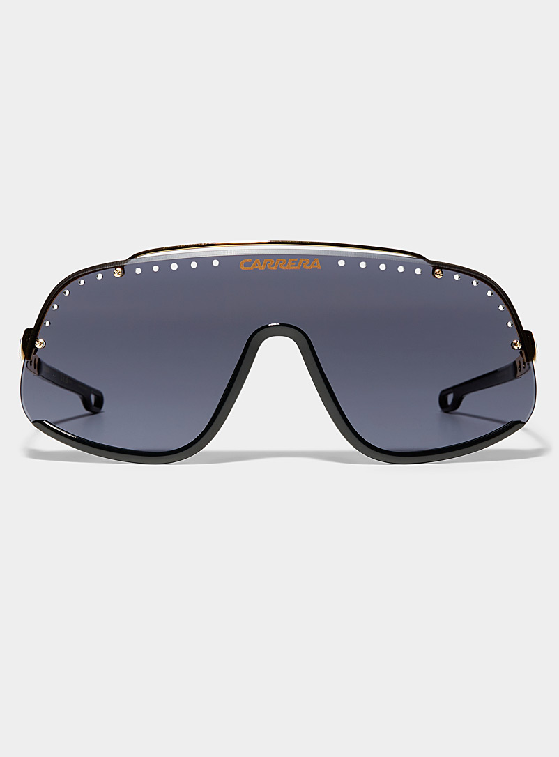 Carrera Black Flaglab shield sunglasses for women