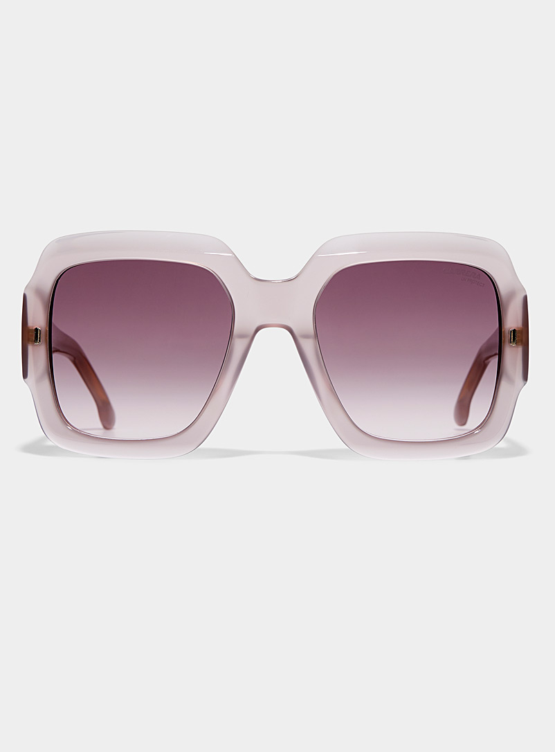 Carrera: Les lunettes de soleil carrées XL accents dorés Rose pour femme