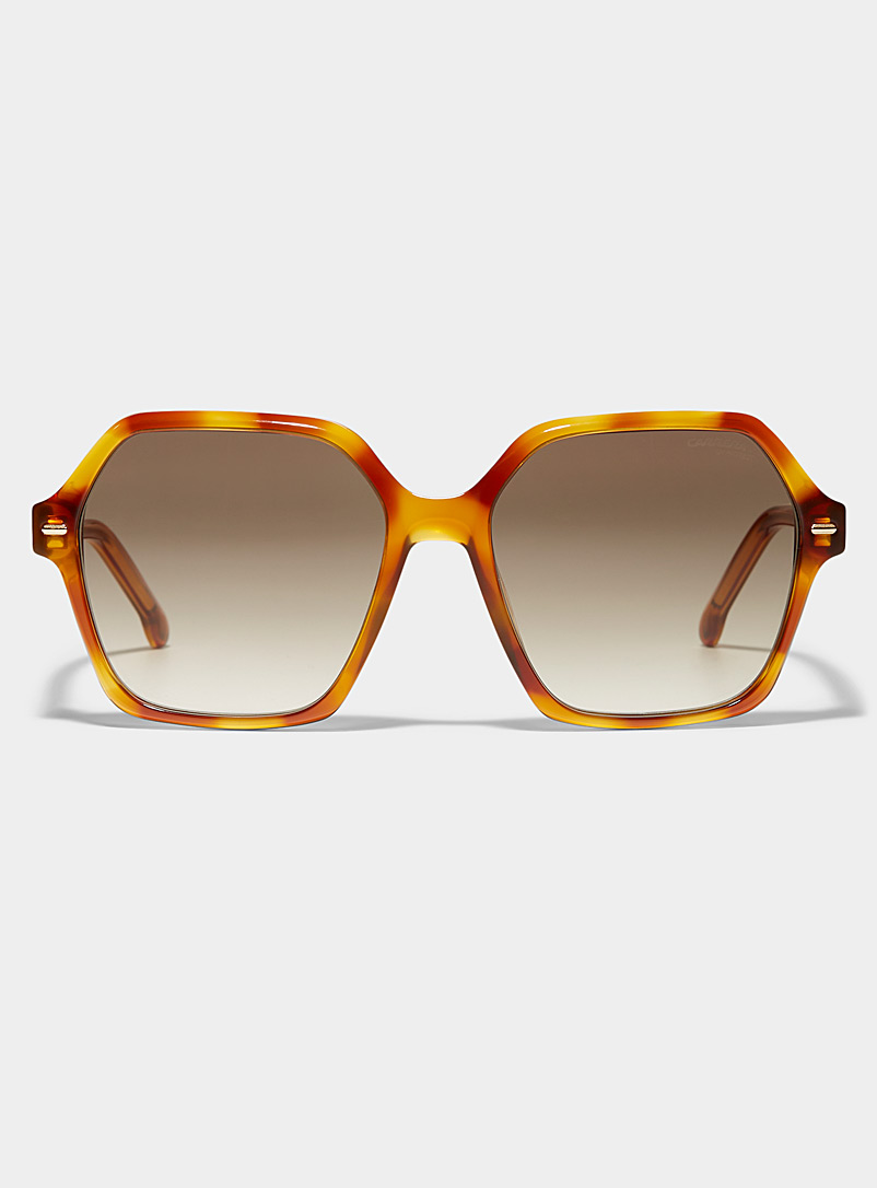 Carrera: Les lunettes de soleil hexagonales affinées Brun noisette pour femme