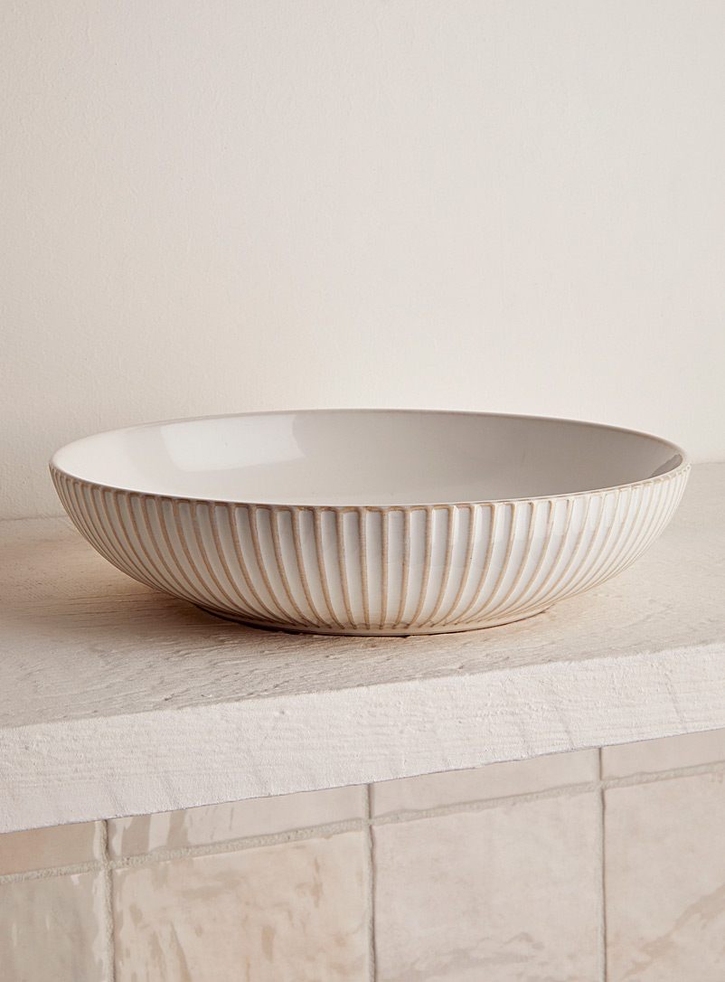 Simons Maison White Two-tone grooves large bowl