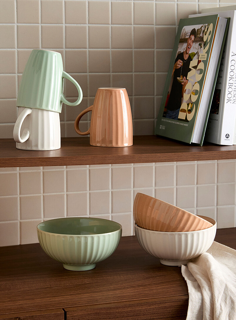 Simons Maison: Le petit bol larges rainures relief Vieux rose