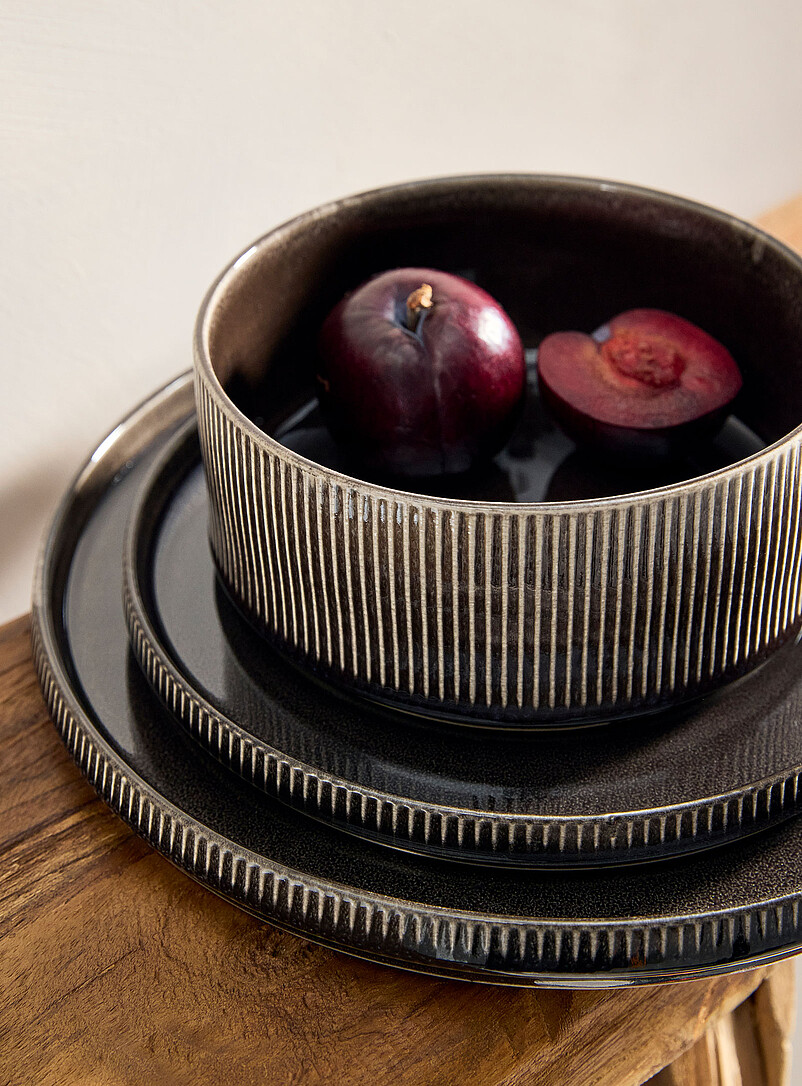 Simons Maison: La grande assiette moderne rainures Noir