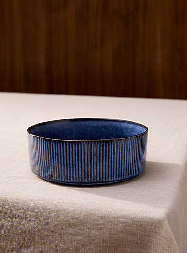 Grooved blue bowl
