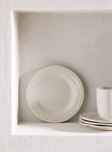 Embossed polka dots small white plate